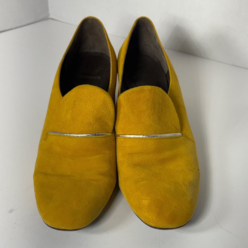 Coclico Shoes Electra Loafer Pump Yellow Suede $360 Mod Style 40.5